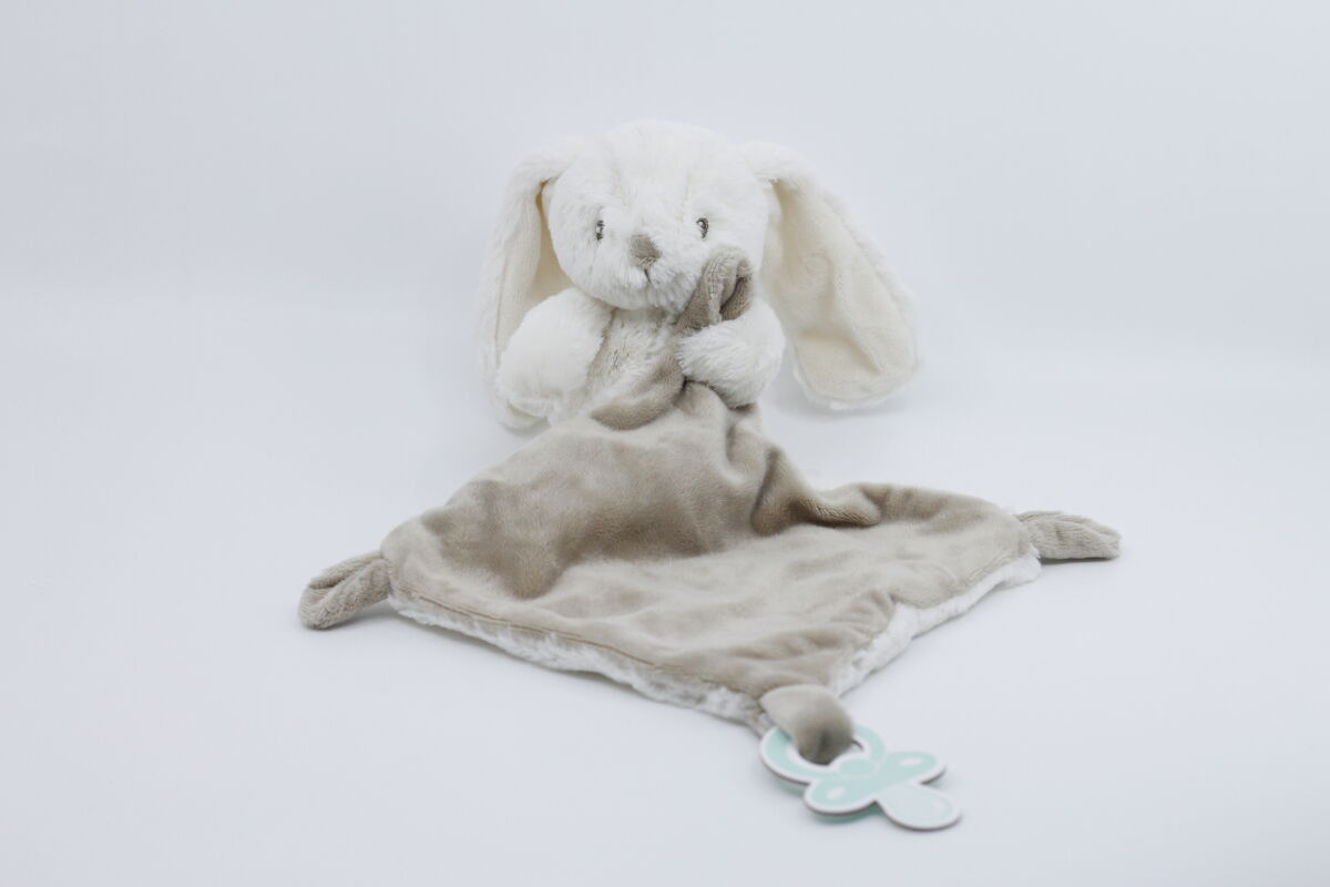  - peluche lapin avec beige marron 25 cm 